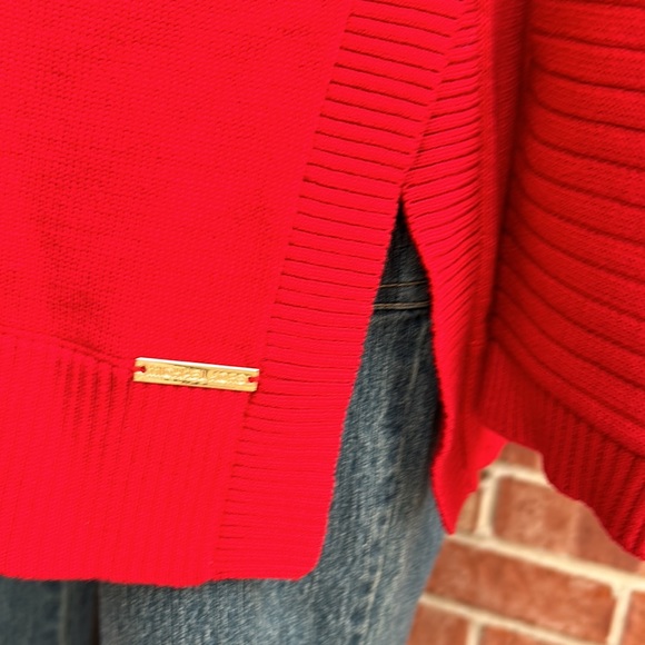 Michael Kors Red Blaze Cotton/Polyester Blend Knit Pullover Sweater - Picture 9 of 11